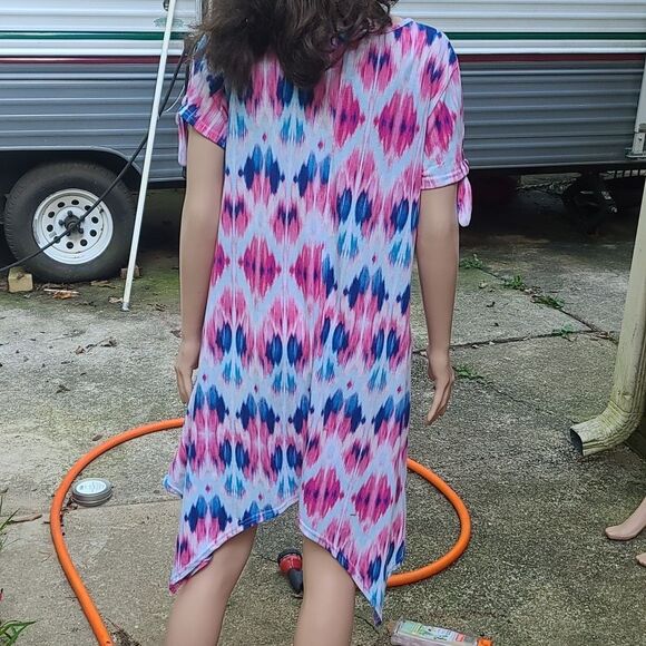 Bobbie Brooks Astronomical Short Sleeve Pink & Blue Dress - Picture 5 of 9